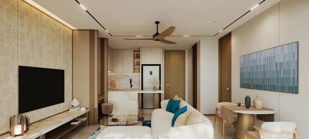 Laguna Lakeside Residences — living room with lake-inspired accents