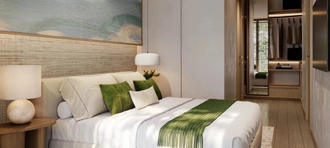 Laguna Lakeside Residences — bedroom in green and natural tones